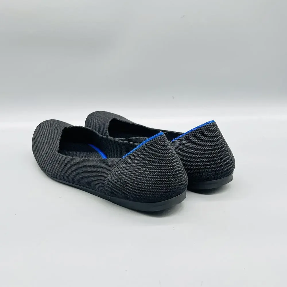 Rothy's Shoes Womens 10 Black Knit The Flat Ballet Flats Slip On Comfort Casual